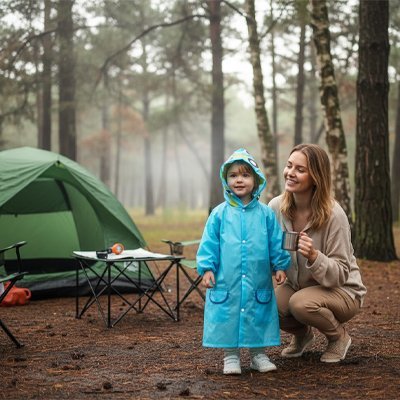 Poncho pluie enfant bleu