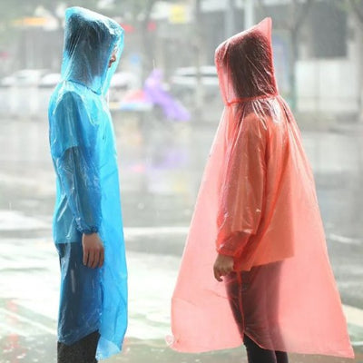 Poncho pluie rose et bleu