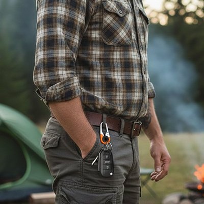 porte clé mousqueton attaché à la ceinture