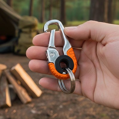 porte clé mousqueton coloris orange