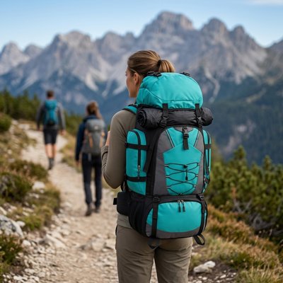 Sac à dos pour randonnée vert avec housse femme en trek