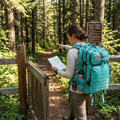 sac à dos randonnée femme qui guide en forêt