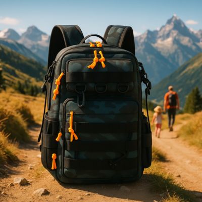 sac à dos reposant au sol