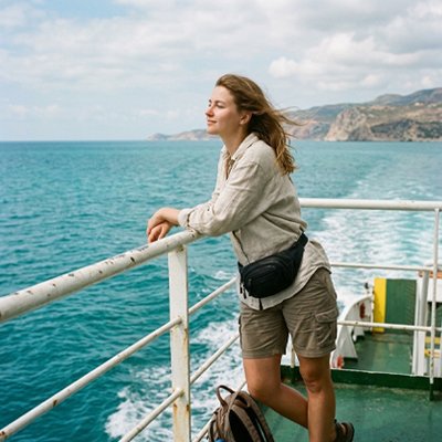 sac banane femme en excursion bateau 