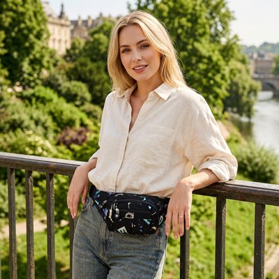 Sac banane femme noir avec motifs 