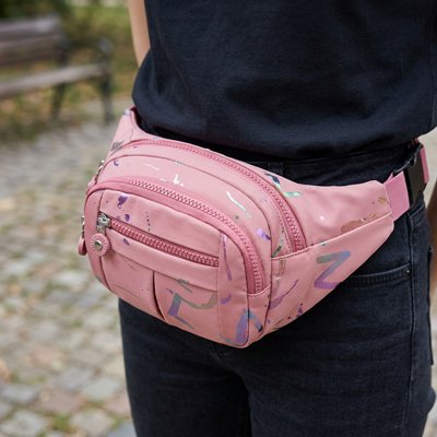 sac banane femme rose avec motifs 