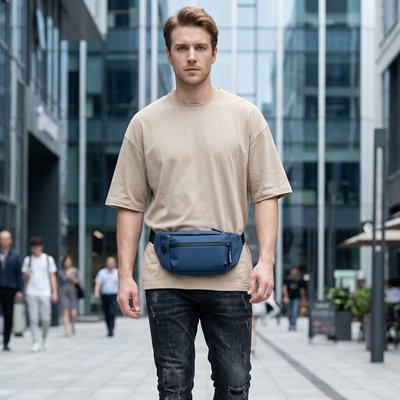 sac banane homme bleu décontracté