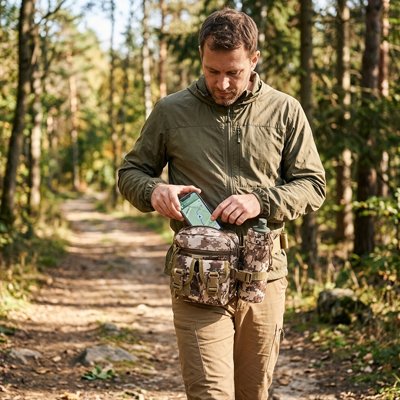 sac banane homme en randonnée équipé