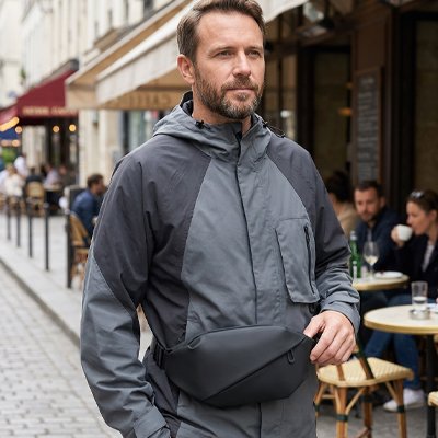 sac banane homme gris foncé 