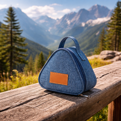 sac isotherme bleu forme triangle 