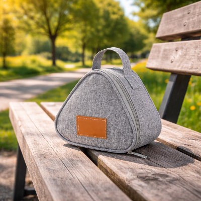 sac isotherme gris forme triangle