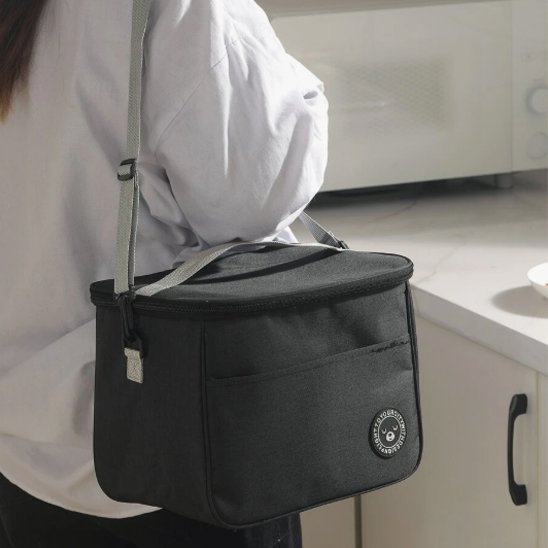 Sac isotherme repas noir pratique à bandoulière