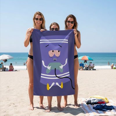 serviette de plage​ avec trois femmes souriantes 