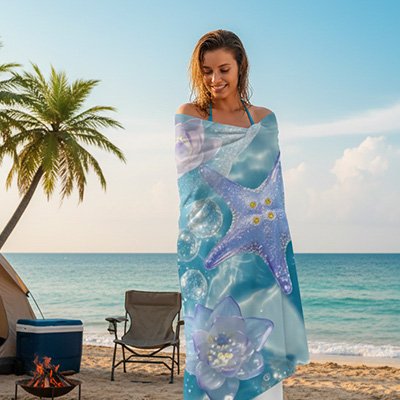 Serviette de plage femme bleue