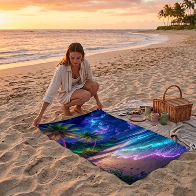 serviette de plage femme qui se repose 