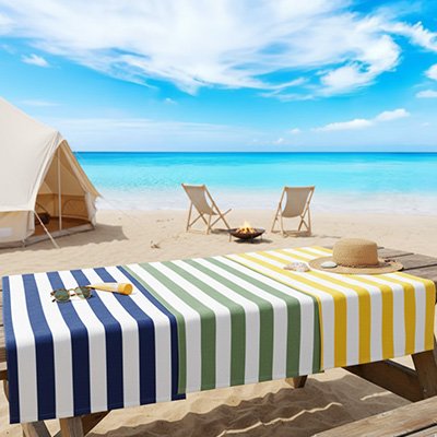 serviette de plage trois coloris rayés
