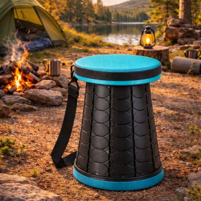 Tabouret pliable assise bleue