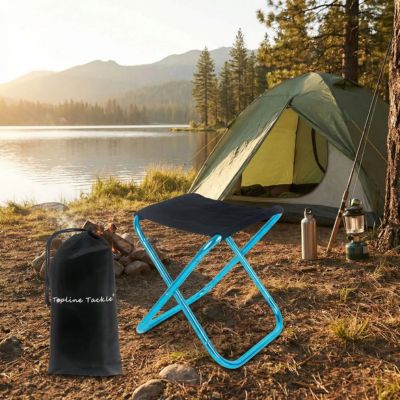 Tabouret pliable base alliage cyan