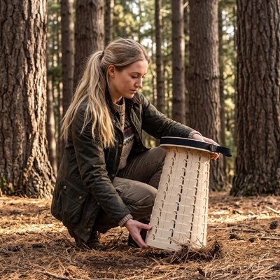 Tabouret pliable stable dans les herbes 