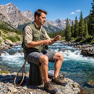 Tabouret pliant homme à la pêche 