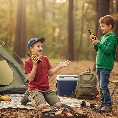 talkie walkie enfant deux petits garçons qui s'amusent 