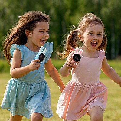 talkie walkie enfant fillettes jouant dehors