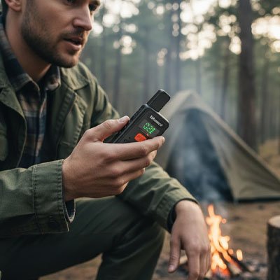 Talkie walkie homme en discussion