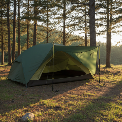 Tente dans un environnement de camping