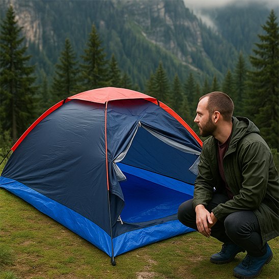 Tente pour camping bleue pour le trek