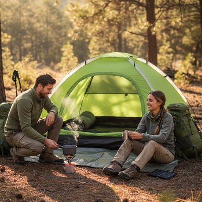 Tente trekking 2 places couleur vert vif