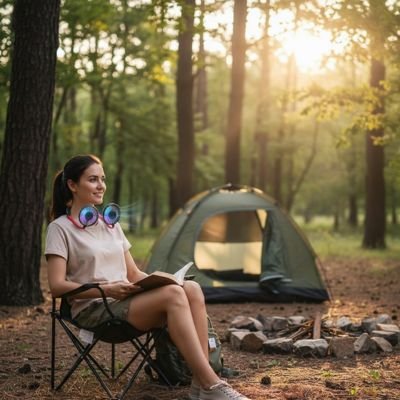 Ventilateur de cou​ femme en camping