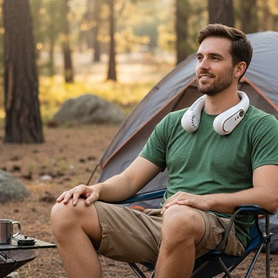 Ventilateur de cou​ homme au repos