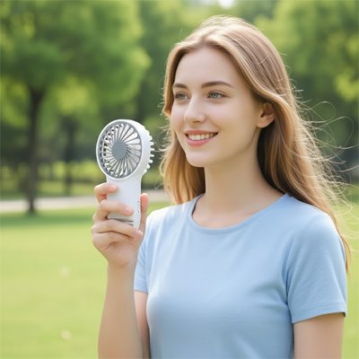 Ventilateur portable​ femme au parc