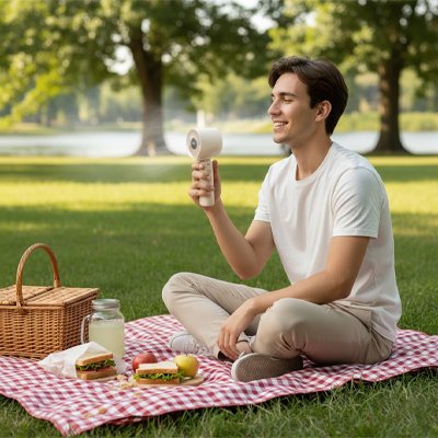 Ventilateur portable​ homme en pique-nique