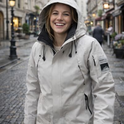 veste imperméable beige femme en ville