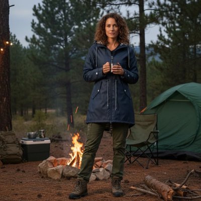 Veste imperméable femme décontractée au bord du feu