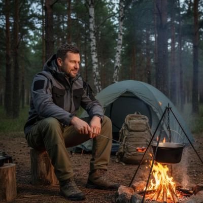 Veste imperméable homme en camping