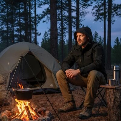 Veste imperméable homme portant le capuchon