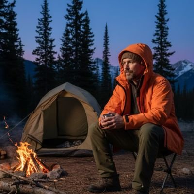 Veste imperméable orange portée sur un homme 