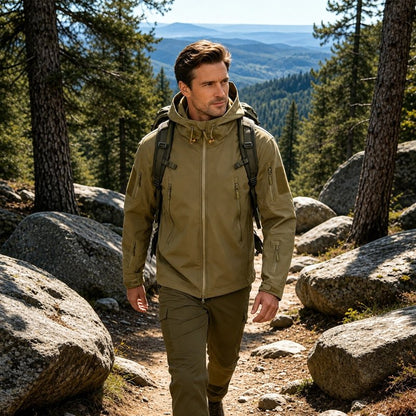 Veste randonnée homme​ en polaire kaki