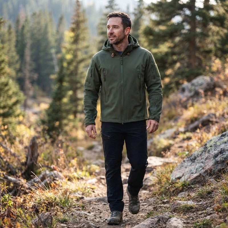 Veste randonnée homme​ heureux en marchant 