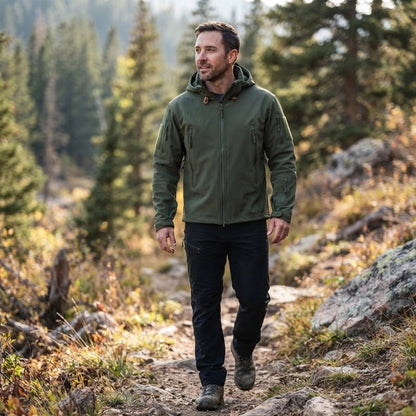 Veste randonnée homme​ heureux en marchant 