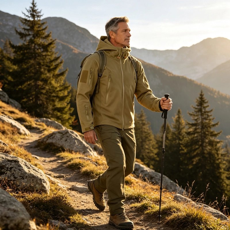 Veste randonnée homme​ qui fait du trek en montagne
