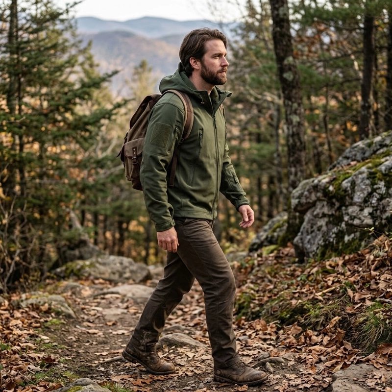 Veste randonnée homme​ qui marche dans la montagne